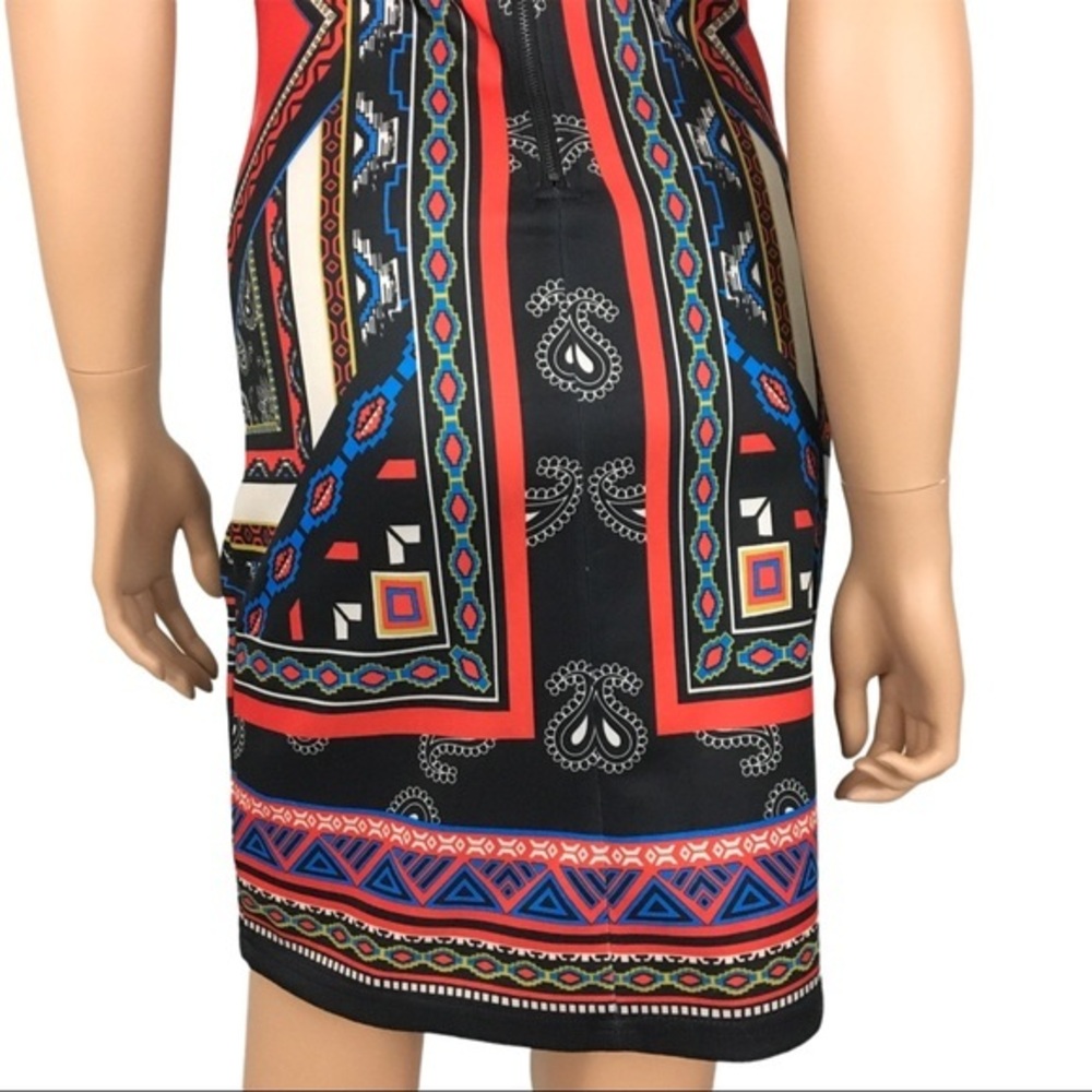 Jealous Tomato Geometric Paisley Dress Red Black Woman’s M Colorful Graphic - Picture 8 of 13